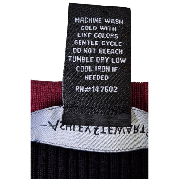 Ashley Stewart Belted Striped Sweater Dress Burgundy/Black Size 10 NWT - Picture 13 of 14